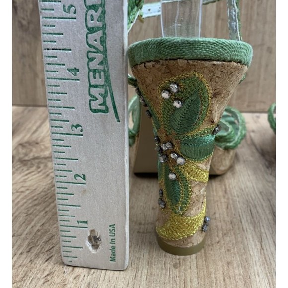 Rampage Emotion Women’s Heeled Sandals Size 10 M Green Rhinestone Embroidered - Picture 15 of 16